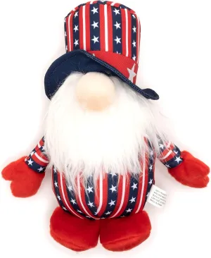 The Worthy Dog Uncle Sam Gnome Toy - Durable, Chomp-Resistant Chew Toy with Safe, Non-Toxic Material & Multiple Squeakers for Indoor & Outdoor Play