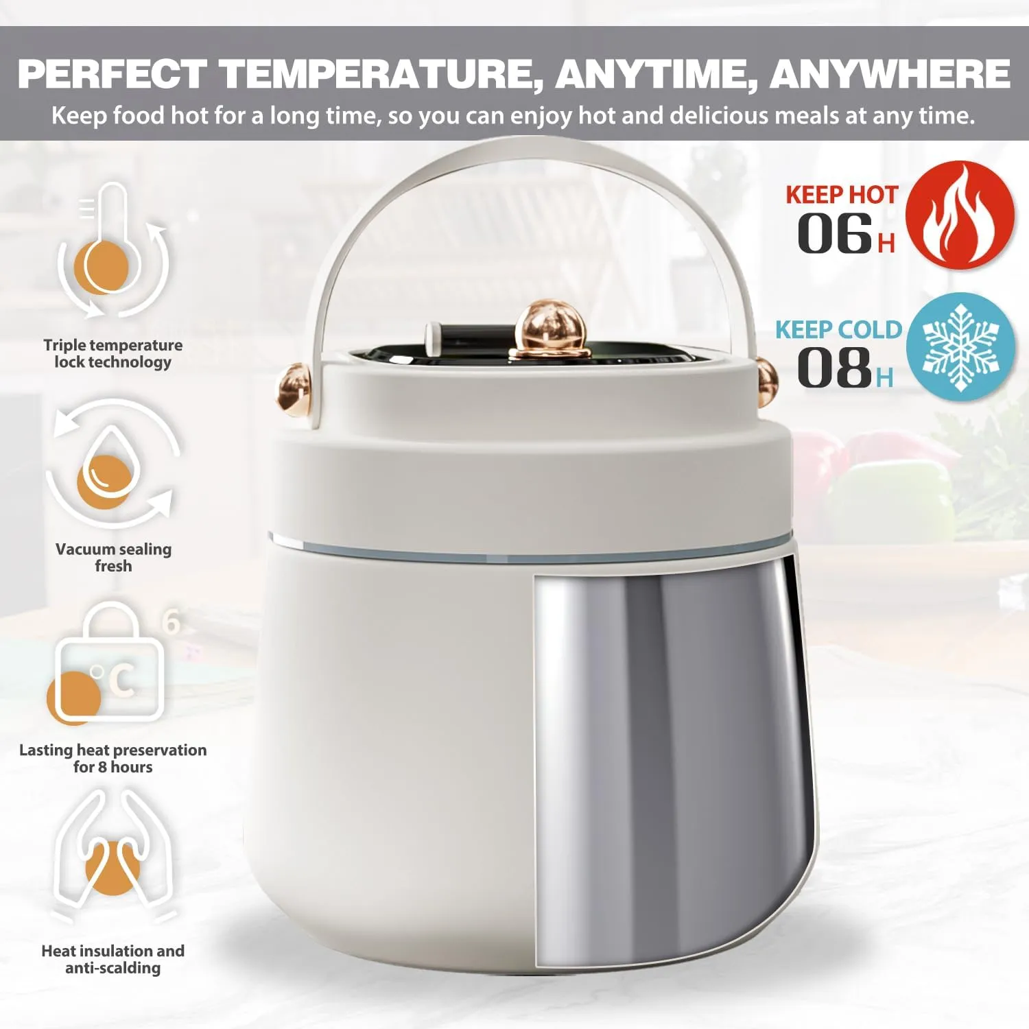 Thermo for Hot Food Adults 40OZ Soup Thermo Lunch Containers Wide Mouth Vacuum Insulated Food Jar Stainless Steel Leakproof Lunch Box with Spoon and Fork, Keeps Food Warm, Ideal Gift for Women