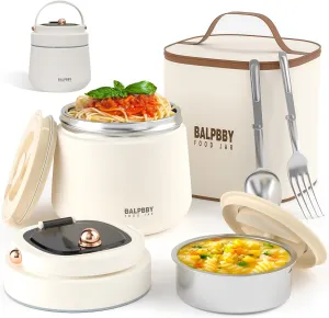 Thermo for Hot Food Adults 40OZ Soup Thermo Lunch Containers Wide Mouth Vacuum Insulated Food Jar Stainless Steel Leakproof Lunch Box with Spoon and Fork, Keeps Food Warm, Ideal Gift for Women