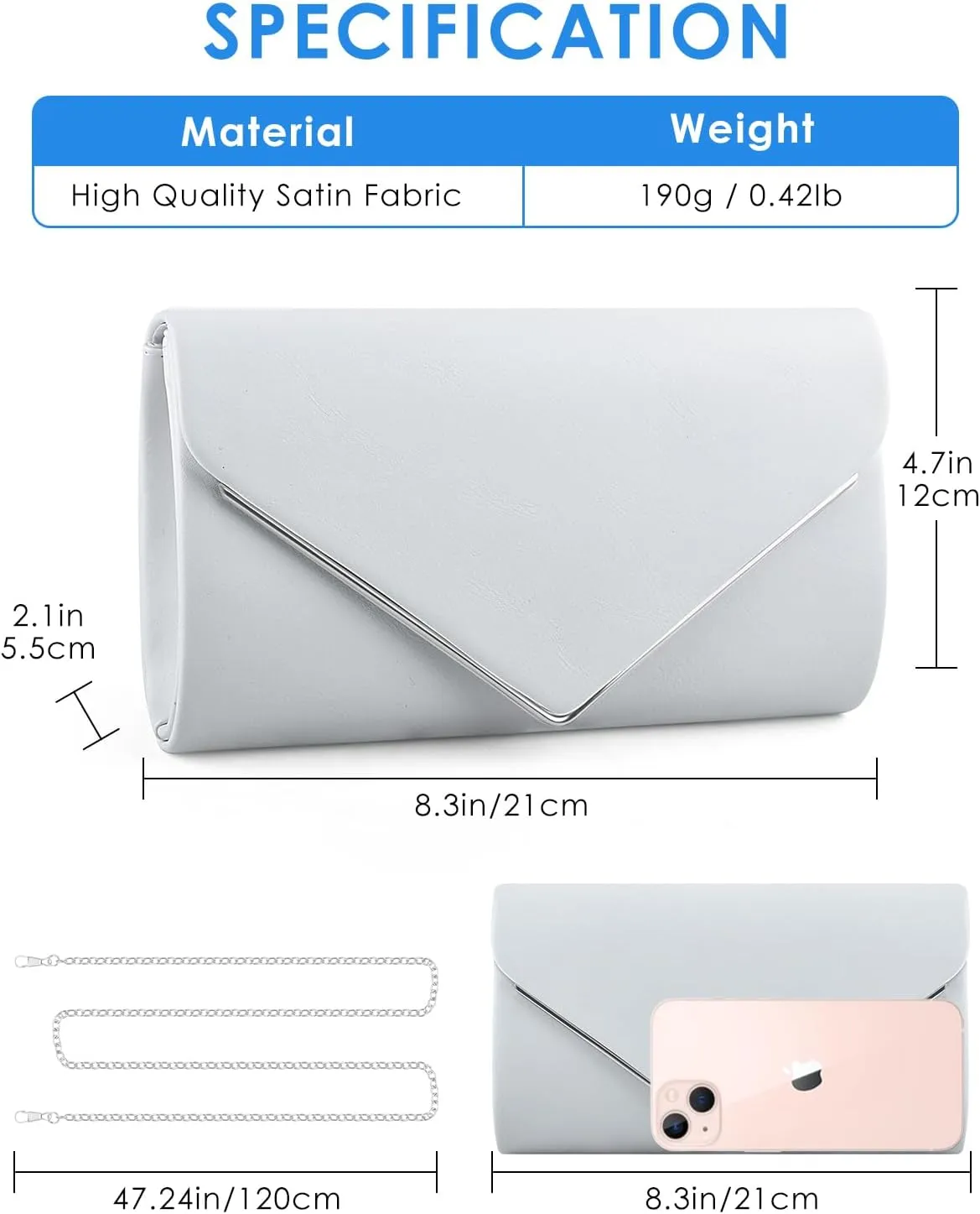 TINDTOP Evening Clutch Purses for Women Handbags for Formal Wedding Party Cocktail Prom Crossbody Shoulder Envelope Bag
