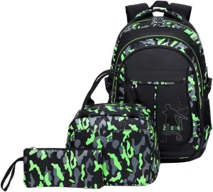 TONLEN School Backpack and Lunch Bag Set for Boys Heavy Duty Middle Elementary Children's Book Bag
