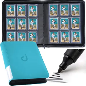 Top Loader Binder, Holds 288 Top Loaders - 9-Pocket Toploader Binder for 3" x 4" Rigid Card Holders for Trading Cards or Sports Cards, Model A - Classic Turquoise