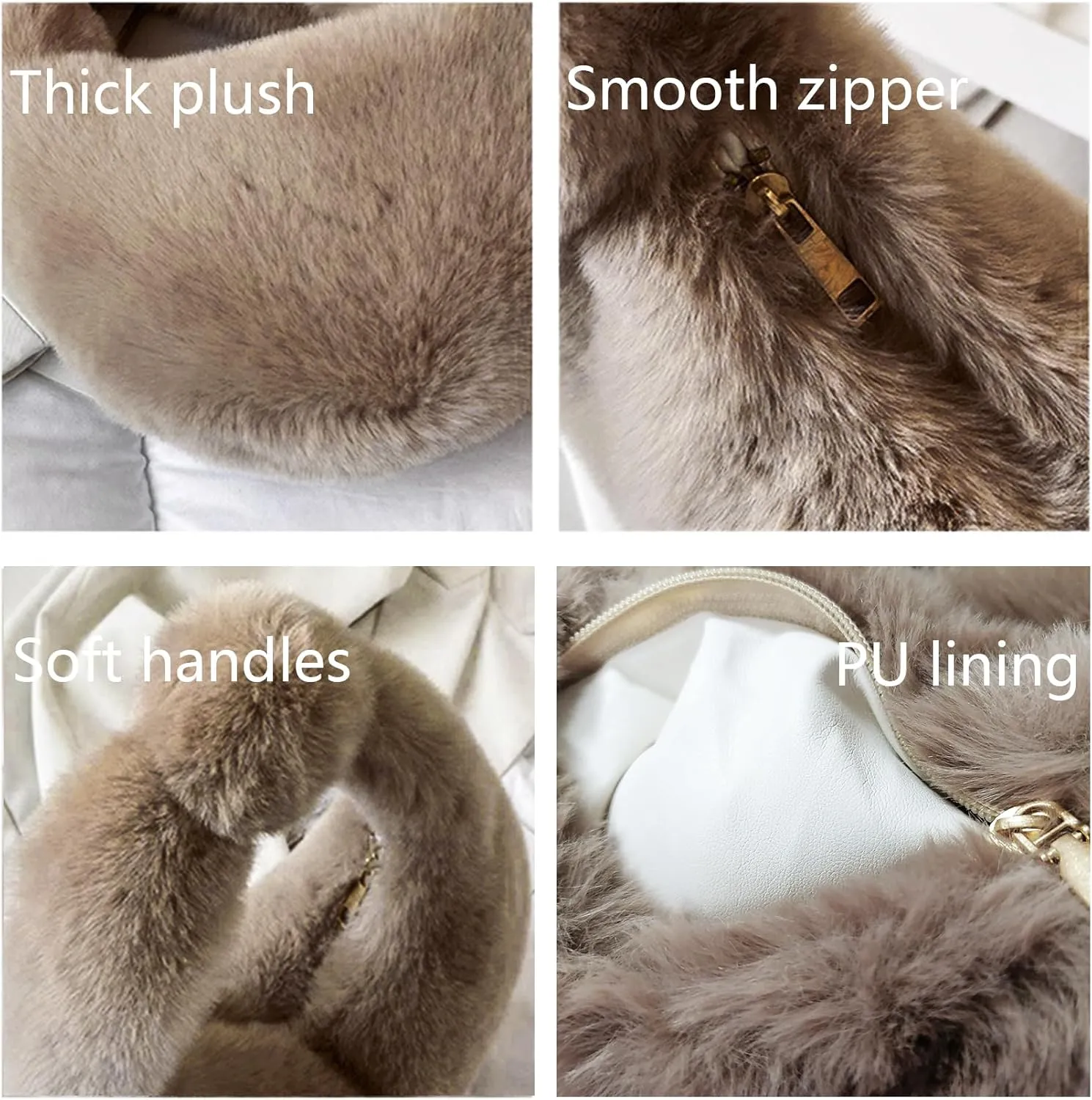 Tote Fluffy Bag Faux Fur Purses for Women Plush Handbag Cute Purse For Autumn And Winter