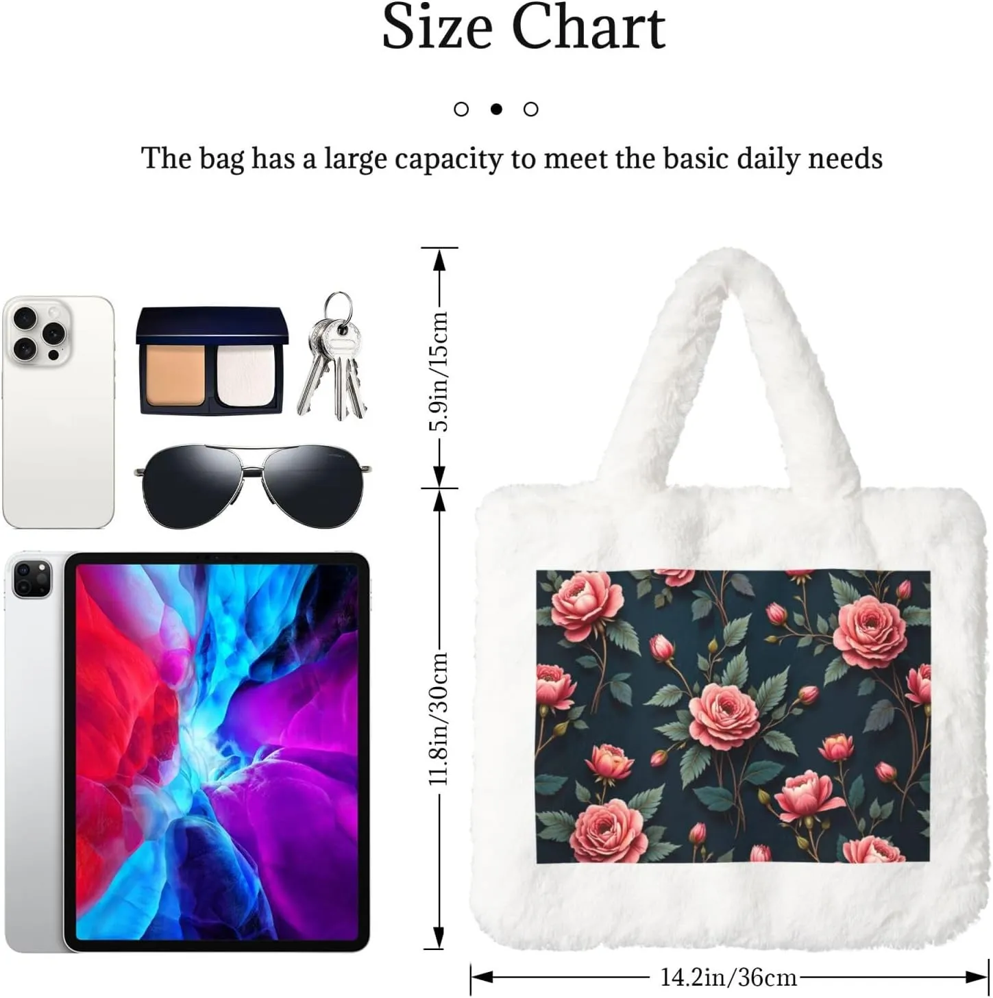 Tote Fluffy Bag Faux Fur Purses for Women Plush Handbag Cute Purse for Autumn Winter