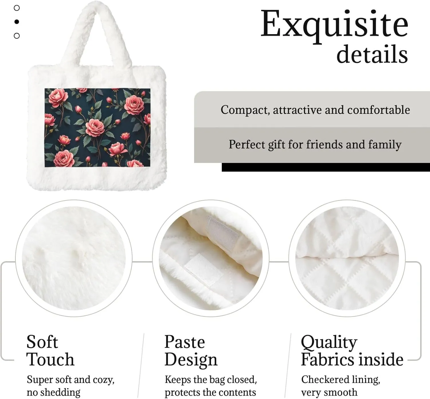 Tote Fluffy Bag Faux Fur Purses for Women Plush Handbag Cute Purse for Autumn Winter