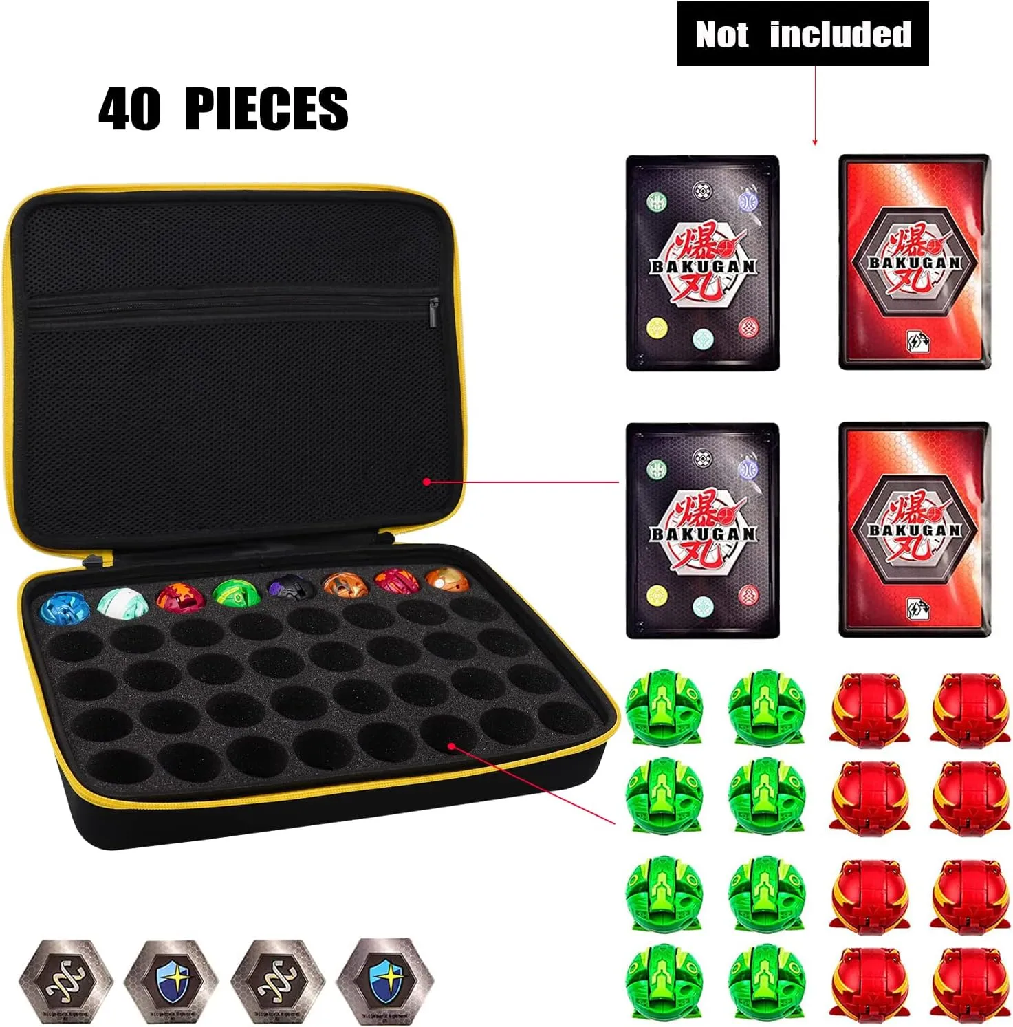 Toy Organizer Case Compatible with Bakugan Battle Planet, BakuCores, Armored Alliance, Geogan Rising, Toy Organizer Storage Container Holder (40, Black)