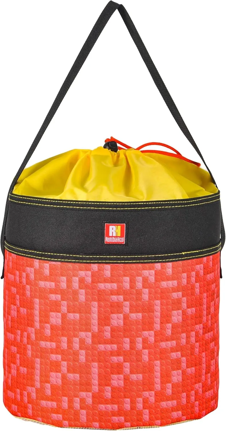 Toy Storage Organizer Basket Bag with Drawstring for Buliding Bricks, Blockets,Puzzles,Lego,Playroom Cinch Bucket Carrying Bag (Red)