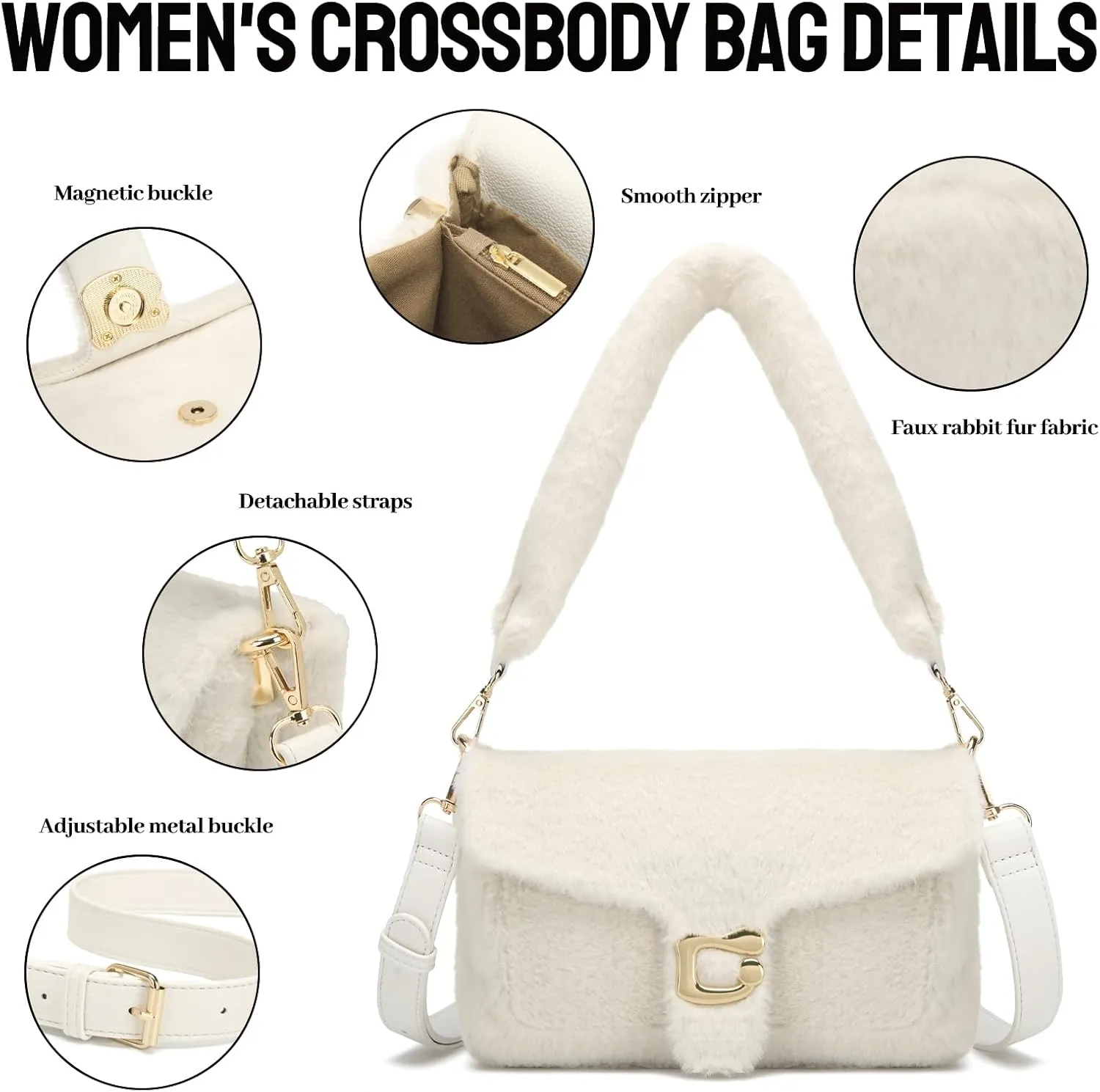Travistar Crossbody Bags for Women Trendy - Small Cross Body Purse Shoulder Bag Leather Handbags Evening Clutch with 2 Straps