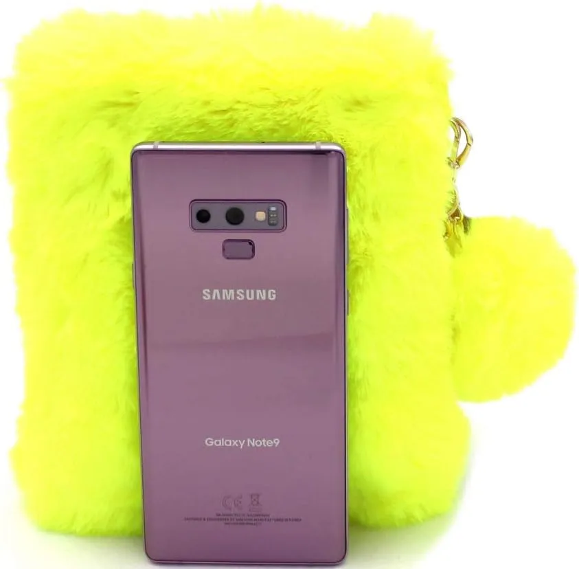 Trendeology Neon Multicolor Fluffy Faux-Fur Girls Womens Small Cute Phone Crossbody Bag Clutch Purse