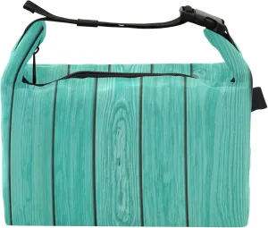 Turquoise Wooden Planks Textures Lunch Bag for Women Portable Lunchbag Lunch Box for Work Cute Floral Cooler Bag Insulated for Work