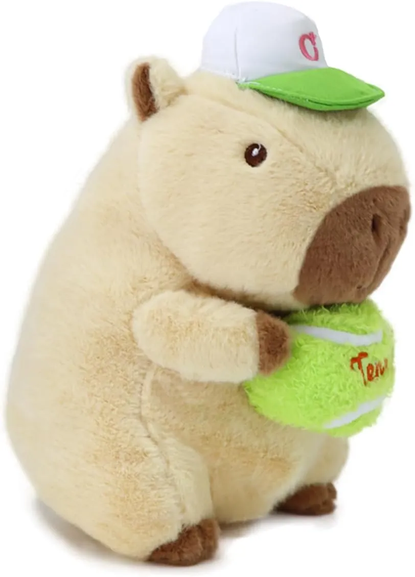 TXDRRA Adorable Soft Capybara Plush Toy - Cuddly Stuffed Animal Pillow for Kids, Boys & Girls - Perfect for Hugging and Gift-Giving (Baseball Green)
