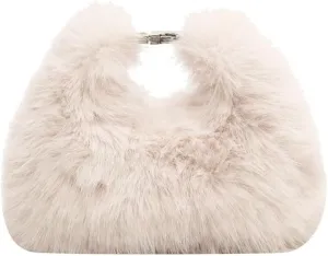Ulisty Women Small Faux Fox Fur Clutch / Shoulder / Crossbody Bag - Mini Furry Evening Bag