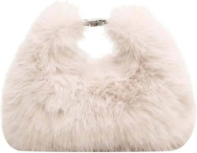 Ulisty Women Small Faux Fox Fur Clutch / Shoulder / Crossbody Bag - Mini Furry Evening Bag