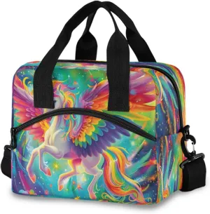 Unicorn in Center Lunch Box for Men Women Adults Insulated Lunch Bag Cooler Bag with Adjustable Shoulder Strap for Work Picnic Travel