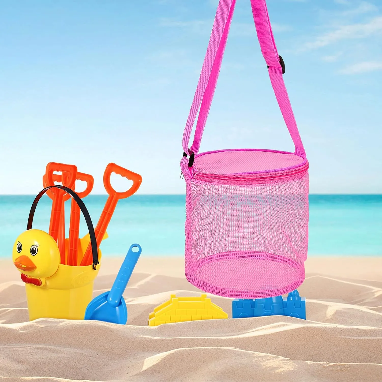 Unique Shape Mesh Seashell Bag Beach Toy Storage Bag for Boys and Girls Long Lasting Fine Workmanship and Safety