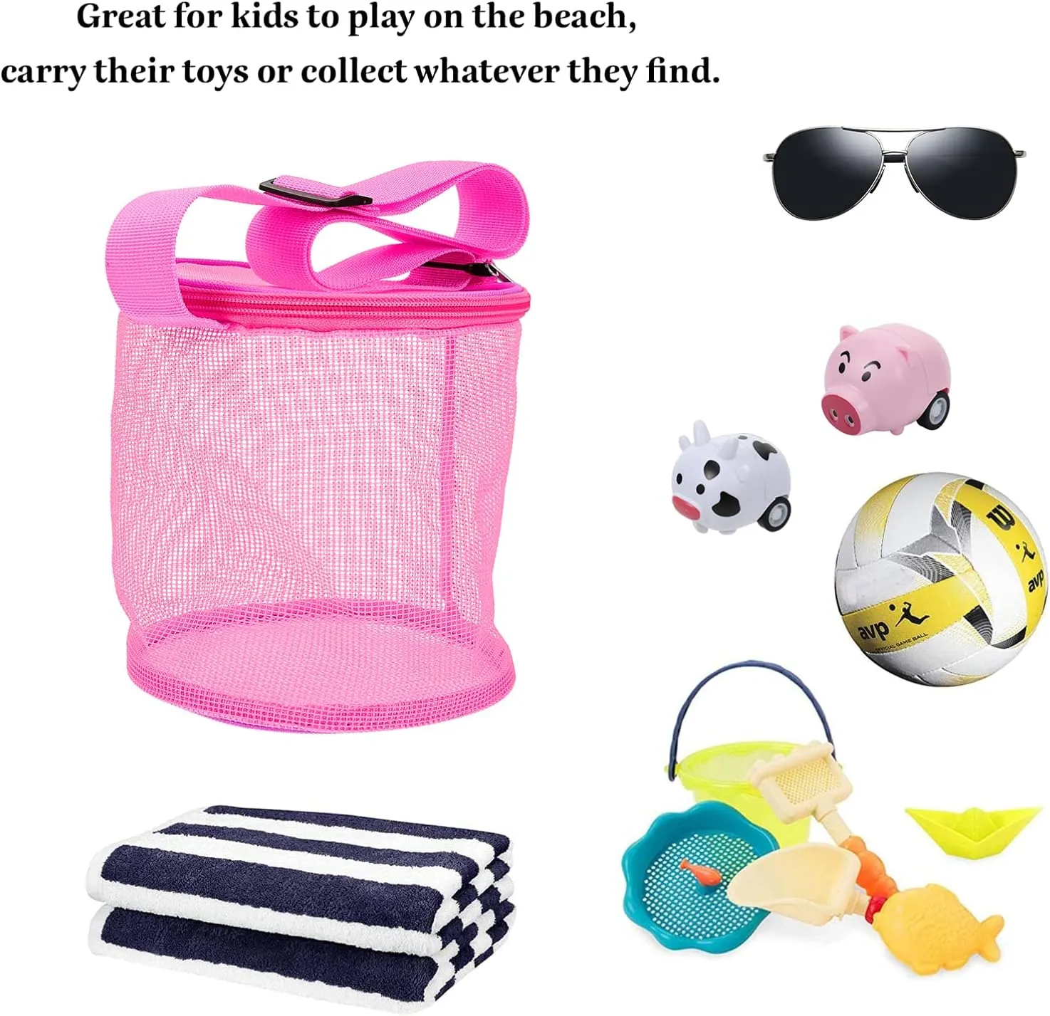 Unique Shape Mesh Seashell Bag Beach Toy Storage Bag for Boys and Girls Long Lasting Fine Workmanship and Safety
