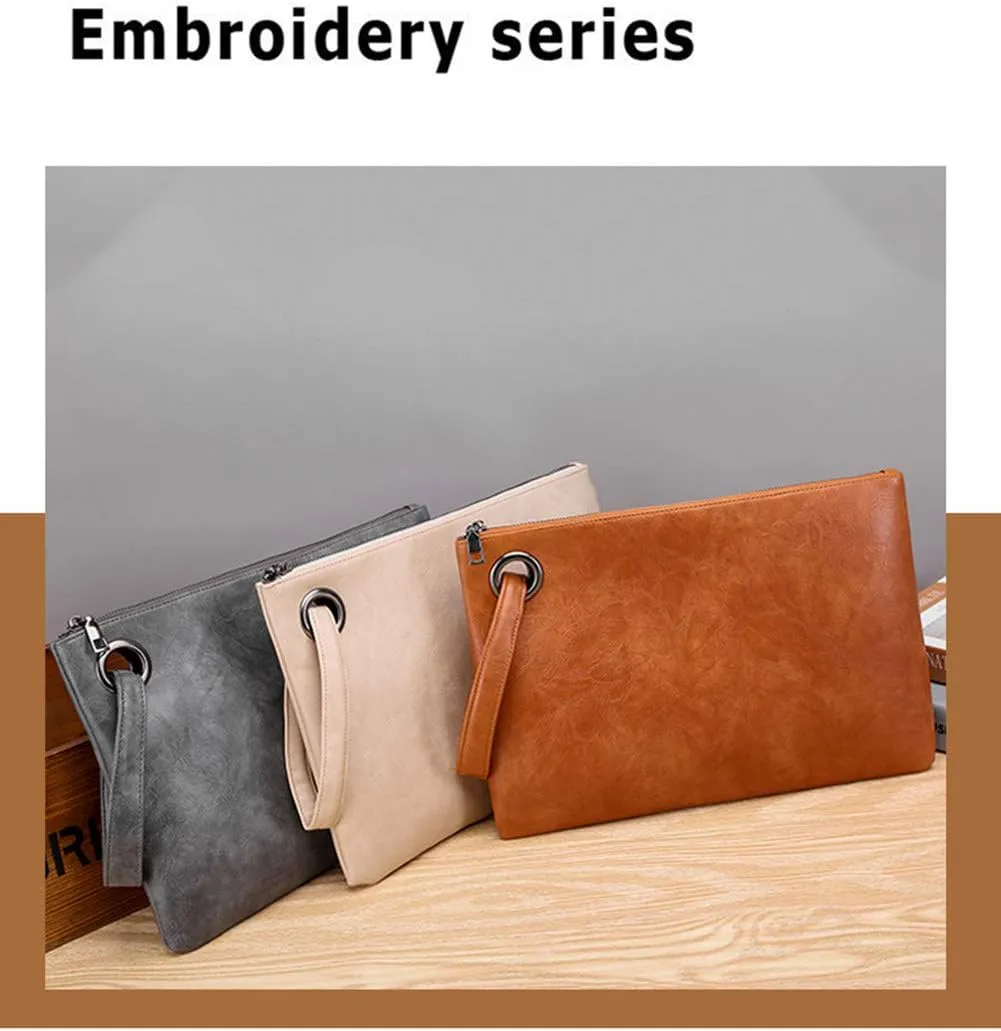 Unique Vegan Women Clutch Bag PU Leather Envelope Clutch Bag Handbag Wristlets for Beach Holiday
