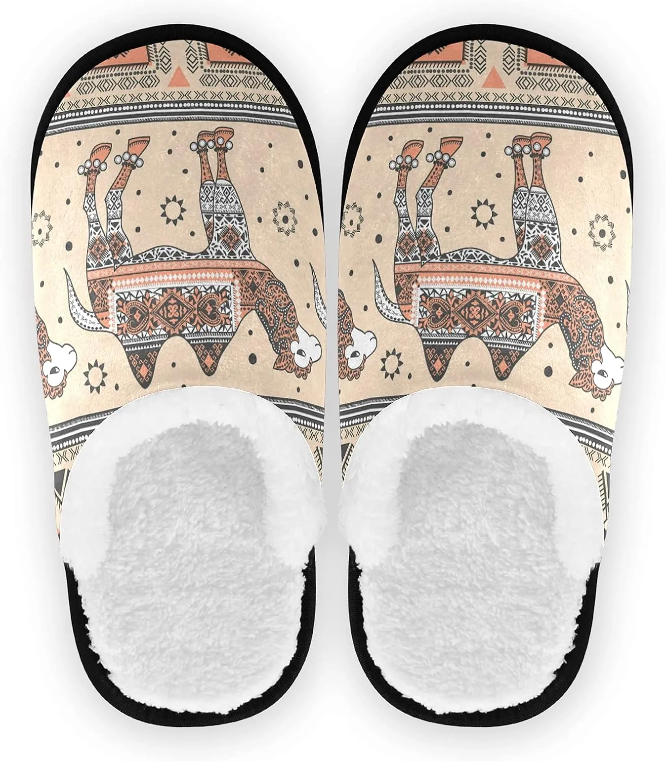 Unisex Slippers Fuzzy Feet Plush Slippers Anti-Slip Warm House Shoes M/L