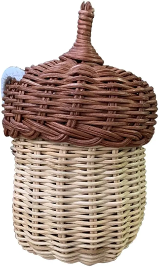 Unomor Basket Shaped Boys and Girls Pouch Rattan Storage Bag Mini Cross Body Bag Photo Prop for Boy Girl