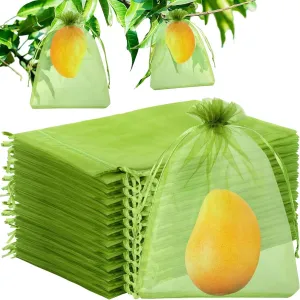 Unves 80 Pcs Fruit Protection Bags, 6x8 Inch Drawstring Mesh Fruit Bags for Fruit Trees Apple Orange Figs Tomatoes Strawberry Plant Protection, Mesh Bags for Vegetables Fruit Tree Netting Covers Bags