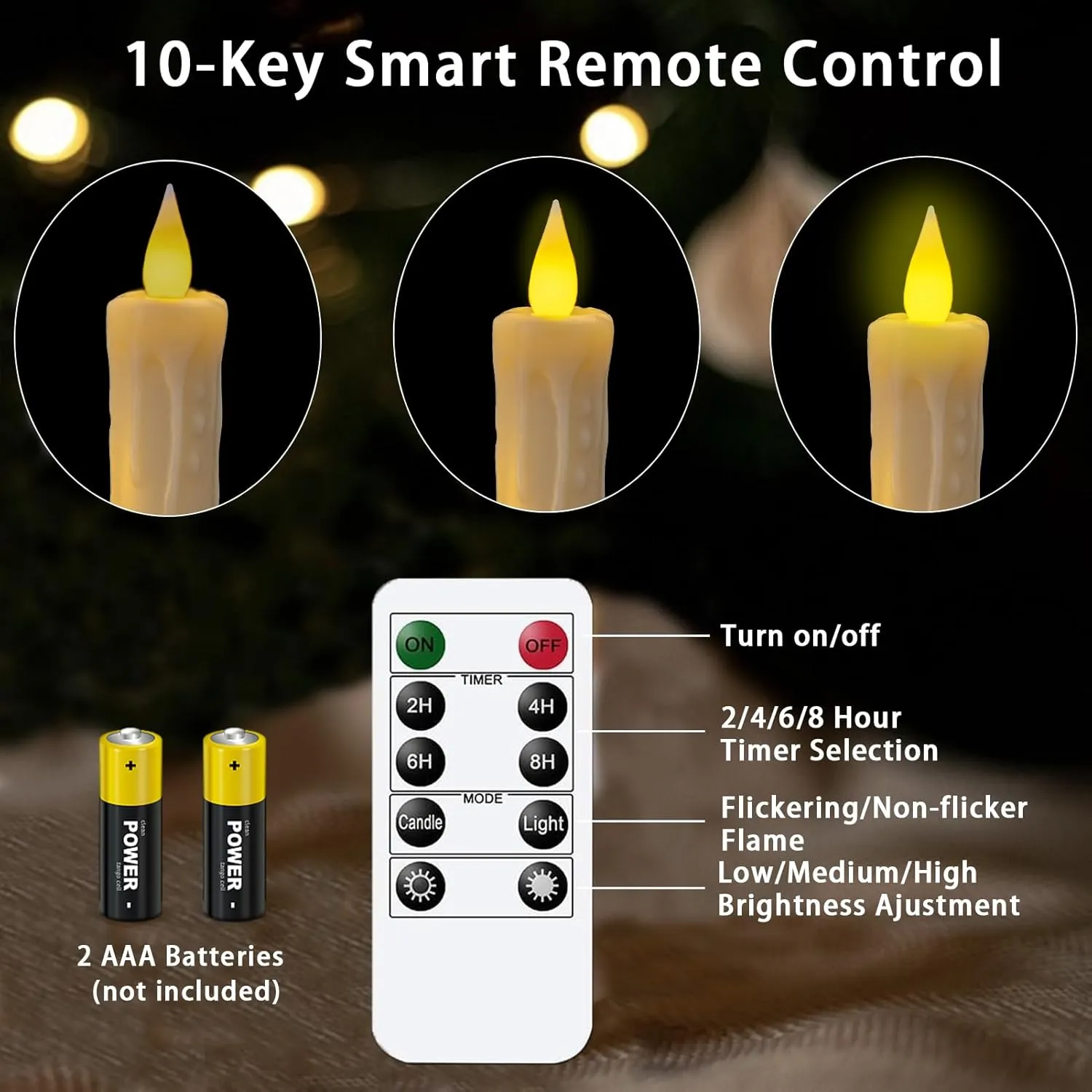 Upgraded Real Wax LED Flameless Taper Candles with Remote, 6 PCS Ivory Dripping Candlesticks Battery Operated 3D Flickering - 9.6" Long Realistic Fake Candle Sticks for Home/Wedding/Xmas Decor