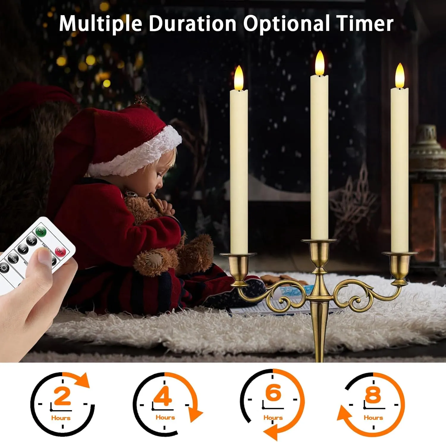Upgraded Real Wax LED Flameless Taper Candles with Remote, KSWING 6 PCS Ivory Candlesticks Battery Operated 3D Flickering - 9.6" Long Realistic Fake Candle Sticks for Home/Wedding/Fireplace Xmas Decor