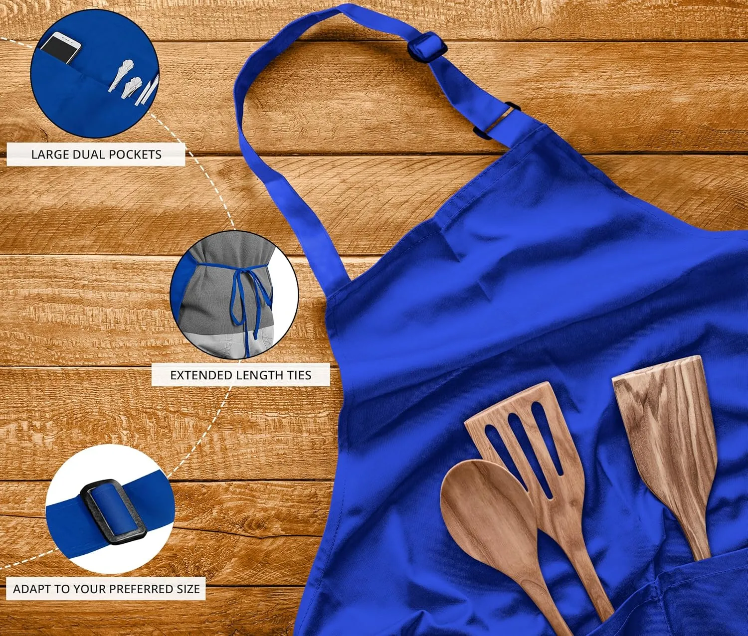 Utopia Kitchen 10 Pack Bib Apron Adjustable with 2 Pockets, Water and Oil Resistant, Cooking Kitchen Chef Apron for Women Men