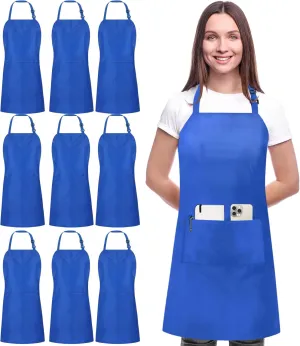 Utopia Kitchen 10 Pack Bib Apron Adjustable with 2 Pockets, Water and Oil Resistant, Cooking Kitchen Chef Apron for Women Men