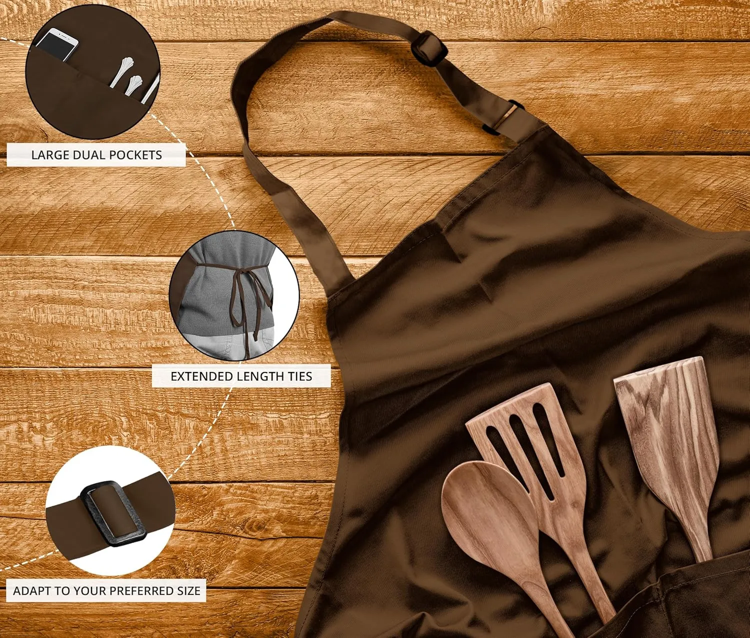 Utopia Kitchen 10 Pack Bib Apron Adjustable with 2 Pockets, Water and Oil Resistant, Cooking Kitchen Chef Apron for Women Men