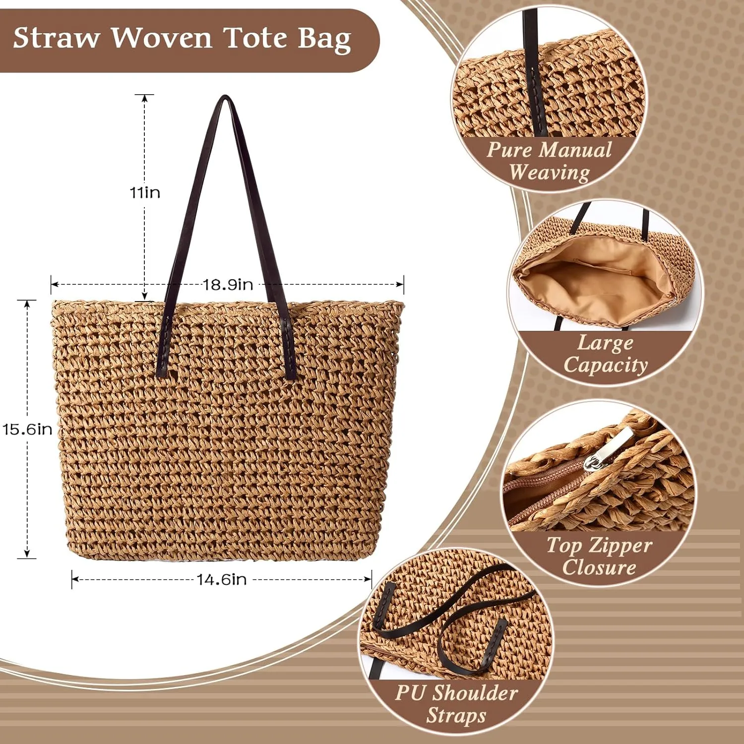 Vacation Purse Set Boho Straw Shoulder Bag Women Crossbody Beach Purse with 4 Rattan Tropical Earrings Leopard Bracelet