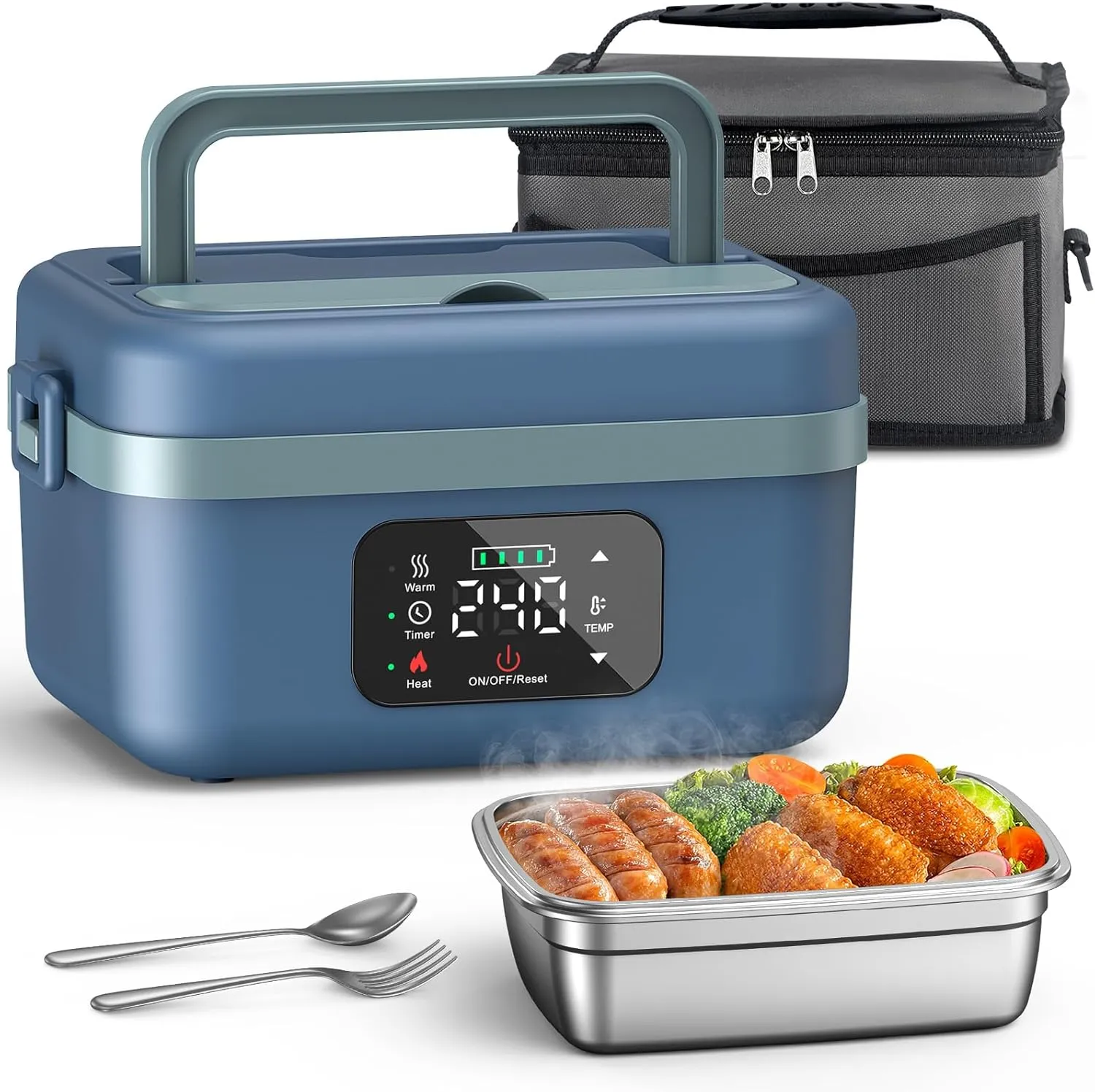 VASG Cordless Electric Lunch Box for Adults, 16000mAh Rechargeable Auto Heated Lunch Box, 1L Portable Self-Heating Food Warmer for Office, Picnic, Car & Outdoor Use
