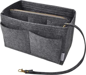 Vercord Felt Organizer Insert For Purse Handbag Tote Bag In Bag Inside Shaper Divider Neo Dark Grey Small