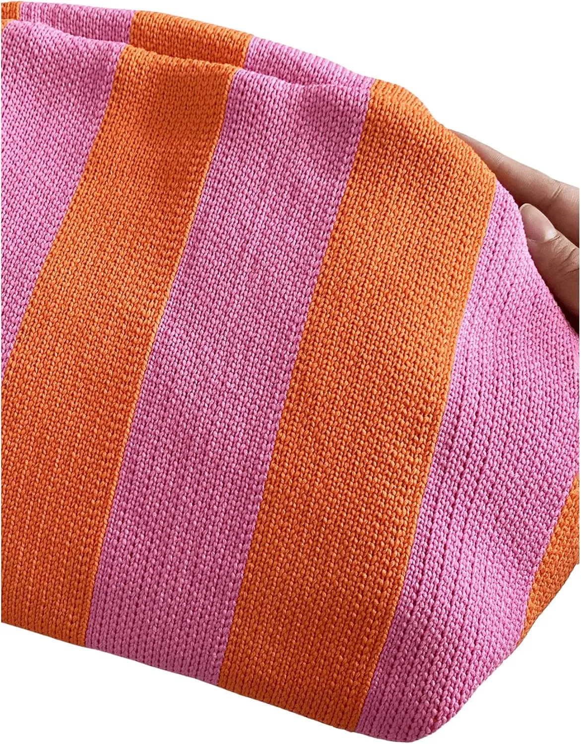 Verdusa Women's Colorblock Clutch Handbags Casual Crochet Bag Small Purse