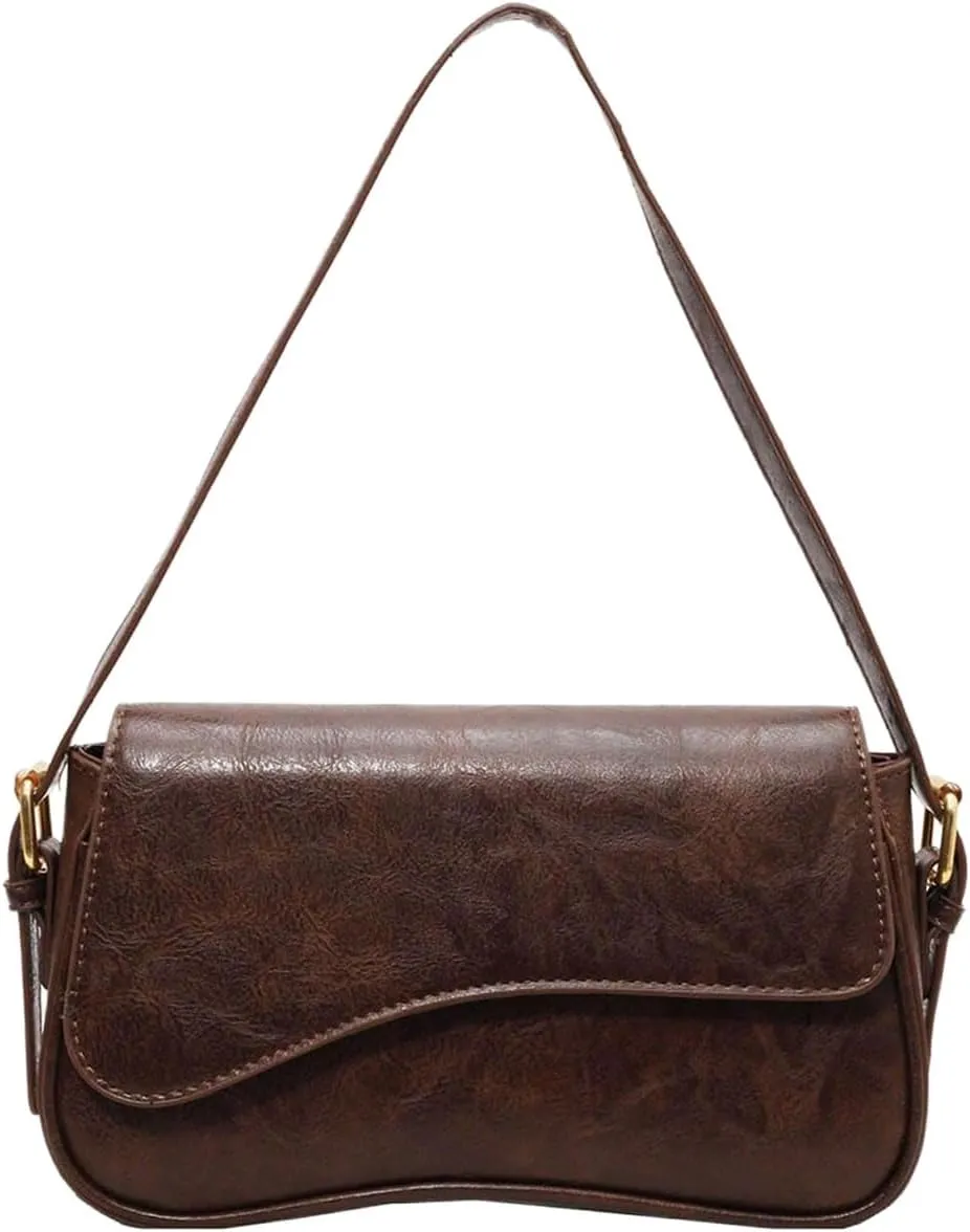 Verdusa Women's Leather Shoulder Bag Clutch Purses Trendy Hobo Crossbody Handbags Y2K Saddle Flap Underarm Purse