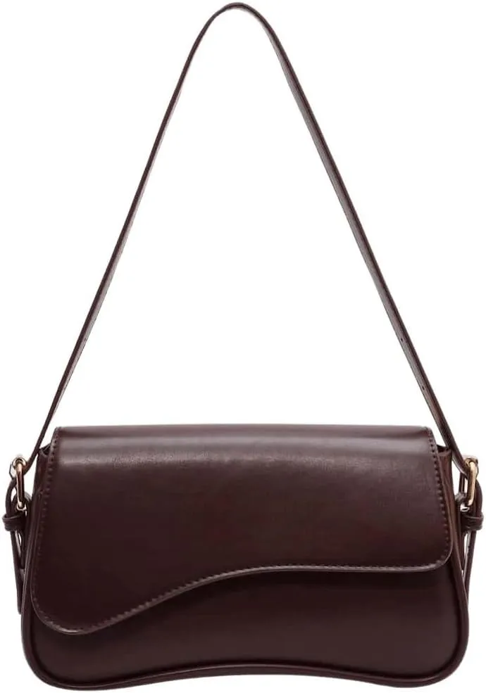Verdusa Women's Leather Shoulder Bag Clutch Purses Trendy Hobo Crossbody Handbags Y2K Saddle Flap Underarm Purse
