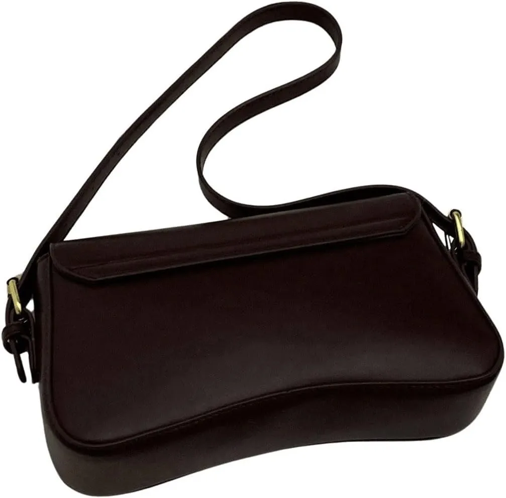 Verdusa Women's Leather Shoulder Bag Clutch Purses Trendy Hobo Crossbody Handbags Y2K Saddle Flap Underarm Purse