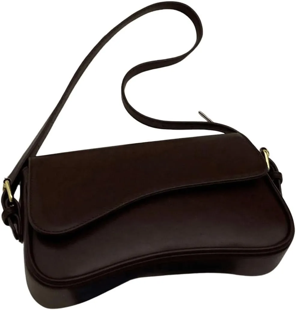 Verdusa Women's Leather Shoulder Bag Clutch Purses Trendy Hobo Crossbody Handbags Y2K Saddle Flap Underarm Purse