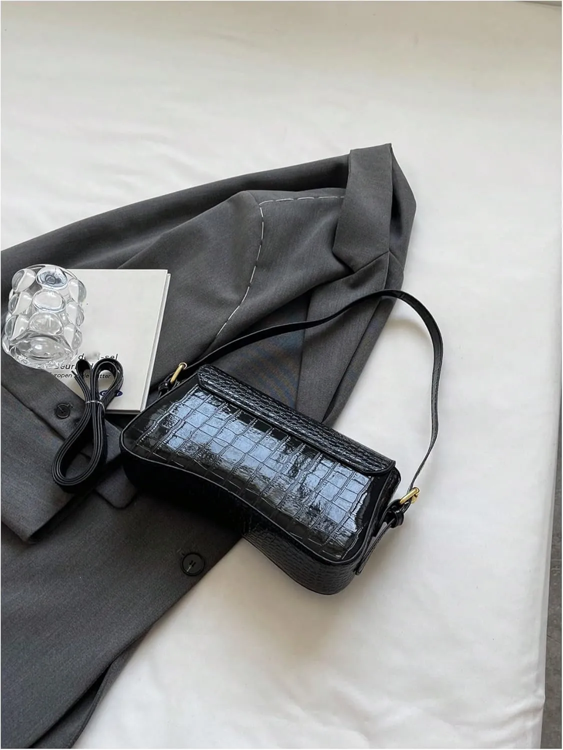 Verdusa Women's Leather Shoulder Bag Clutch Purses Trendy Hobo Crossbody Handbags Y2K Saddle Flap Underarm Purse