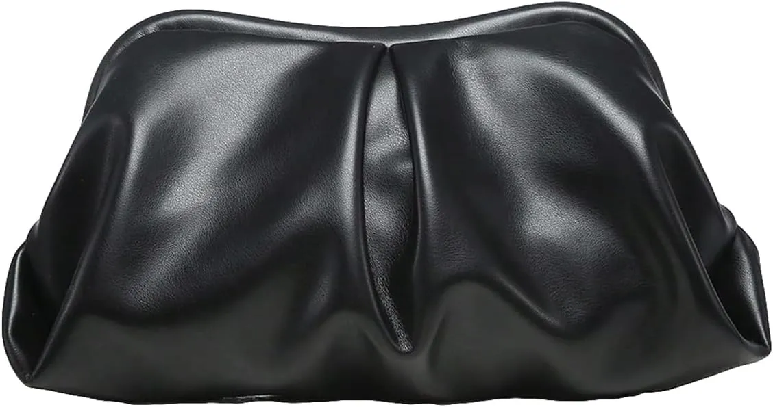 Verdusa Women's PU Leather Clutch Handbags Ruched Bag Purse
