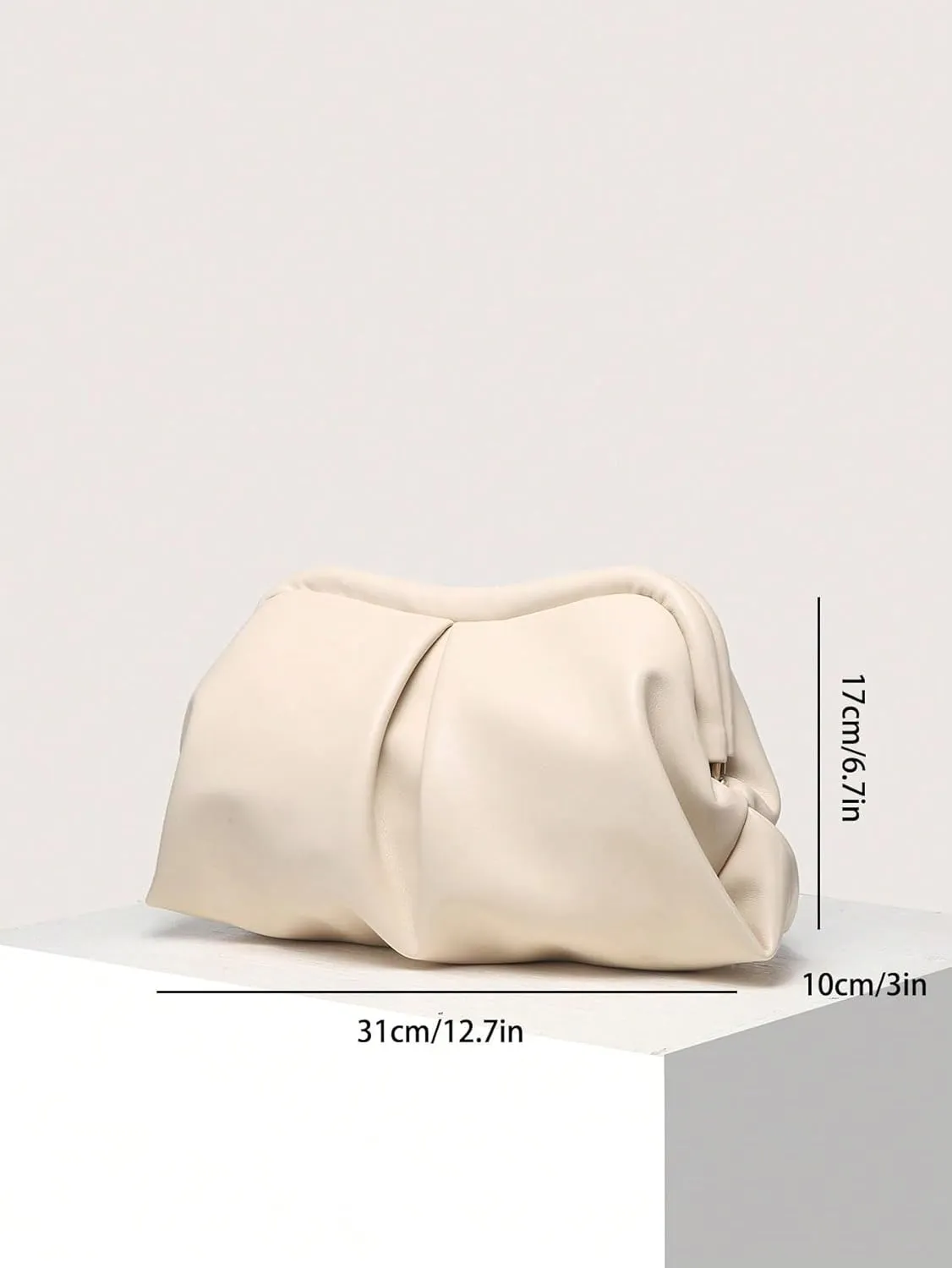 Verdusa Women's PU Leather Clutch Handbags Ruched Bag Purse