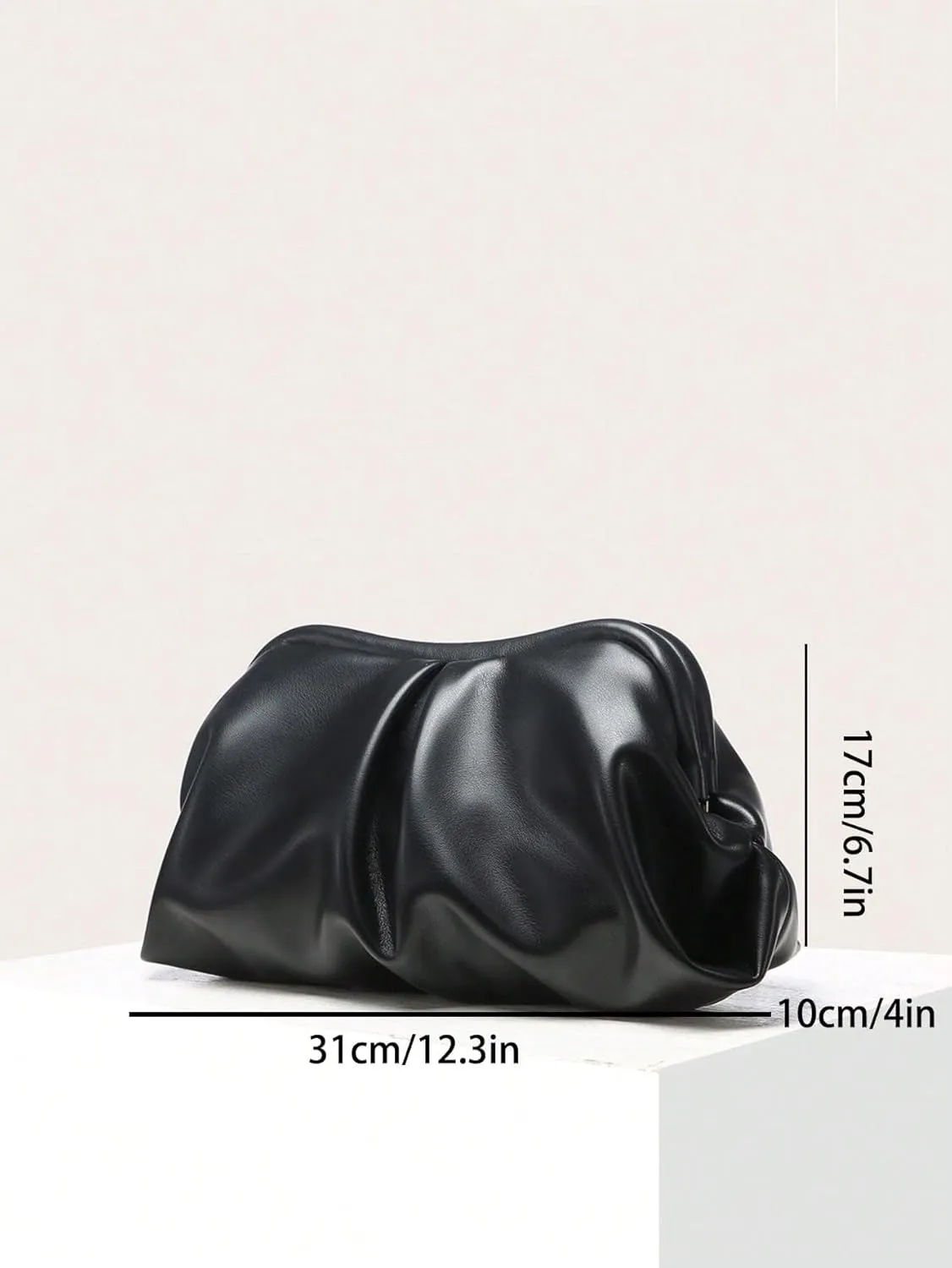 Verdusa Women's PU Leather Clutch Handbags Ruched Bag Purse
