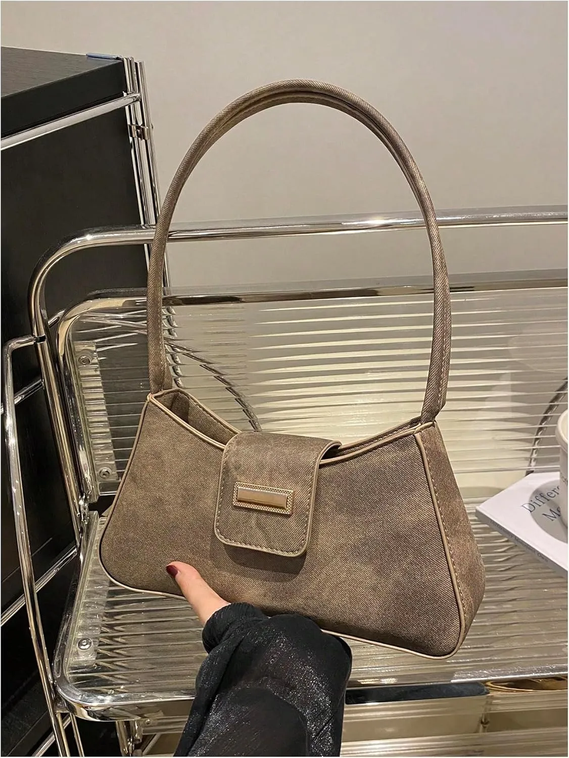 Verdusa Women's PU Leather Handbag Underarm Shoulder Bag Zipper Purses