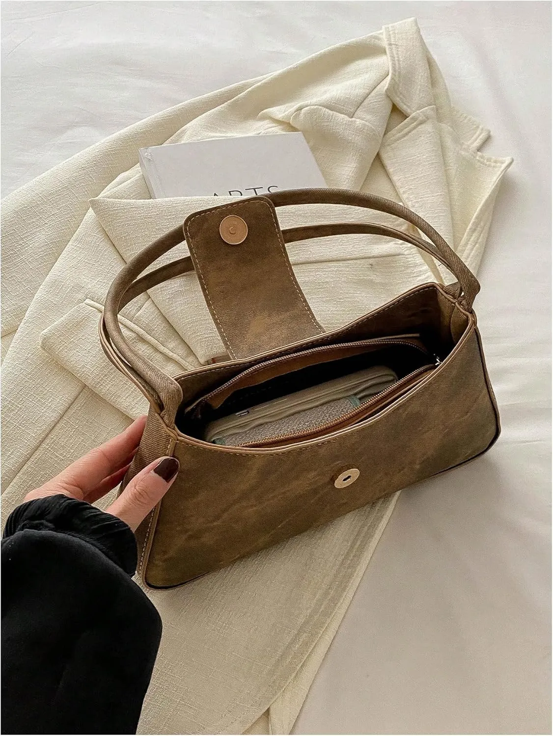 Verdusa Women's PU Leather Handbag Underarm Shoulder Bag Zipper Purses