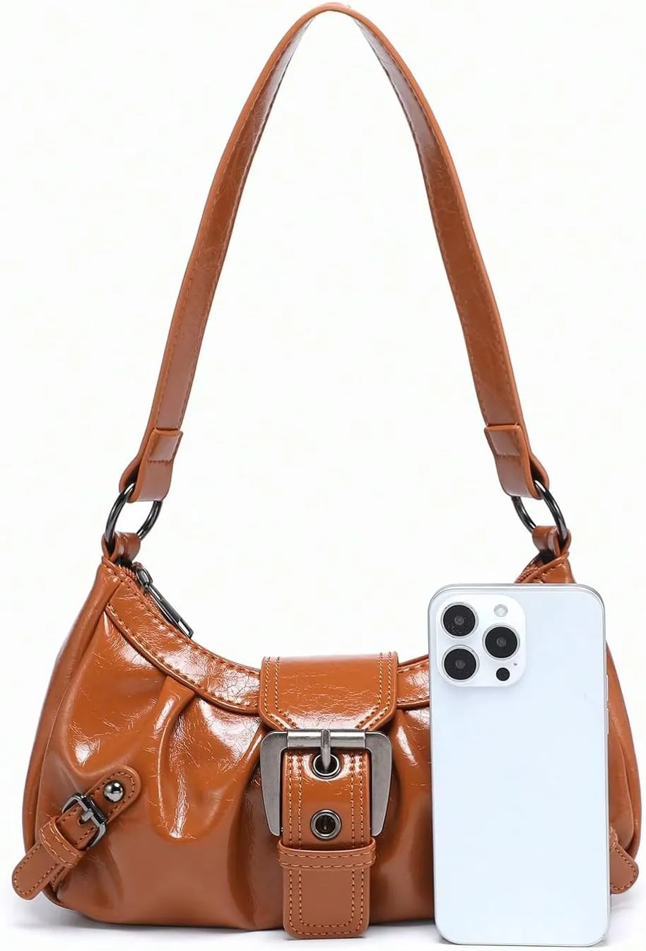 Verdusa Women's Y2k Purse Top Handle Shoulder Bag Buckle Punk Hobo Clutch Purses Bags