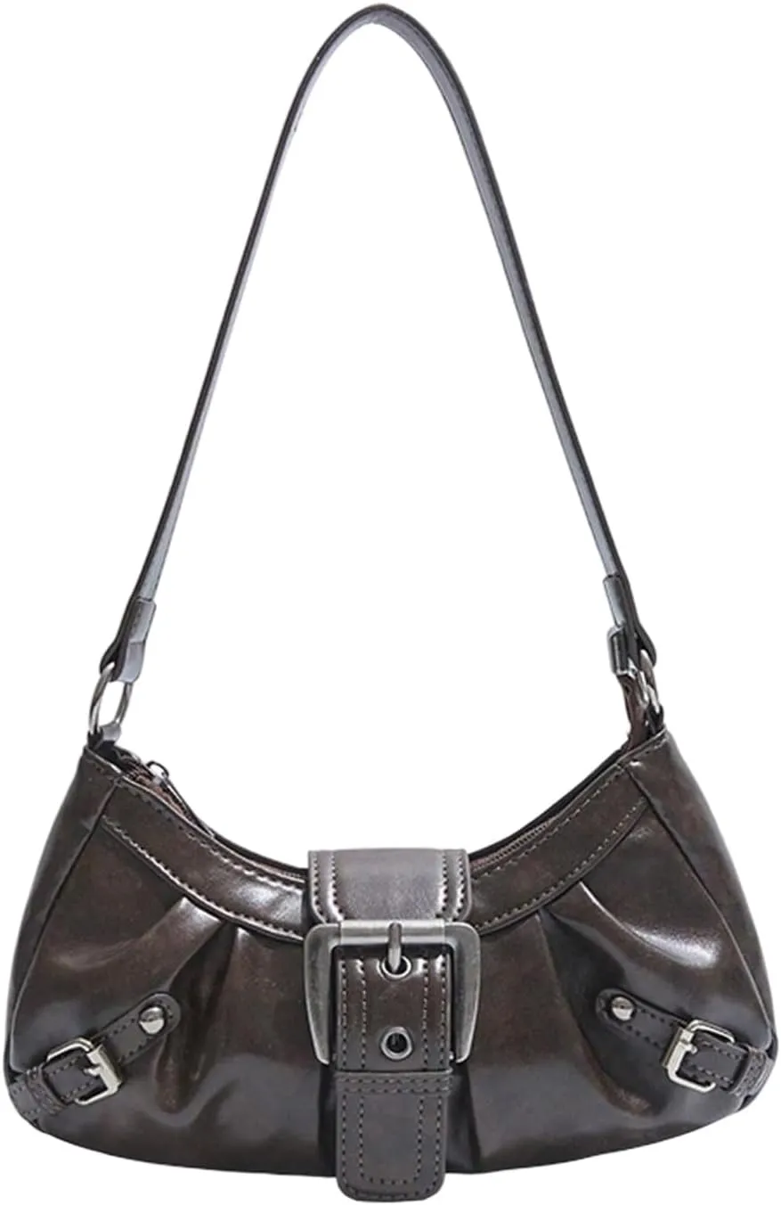 Verdusa Women's Y2k Purse Top Handle Shoulder Bag Buckle Punk Hobo Clutch Purses Bags