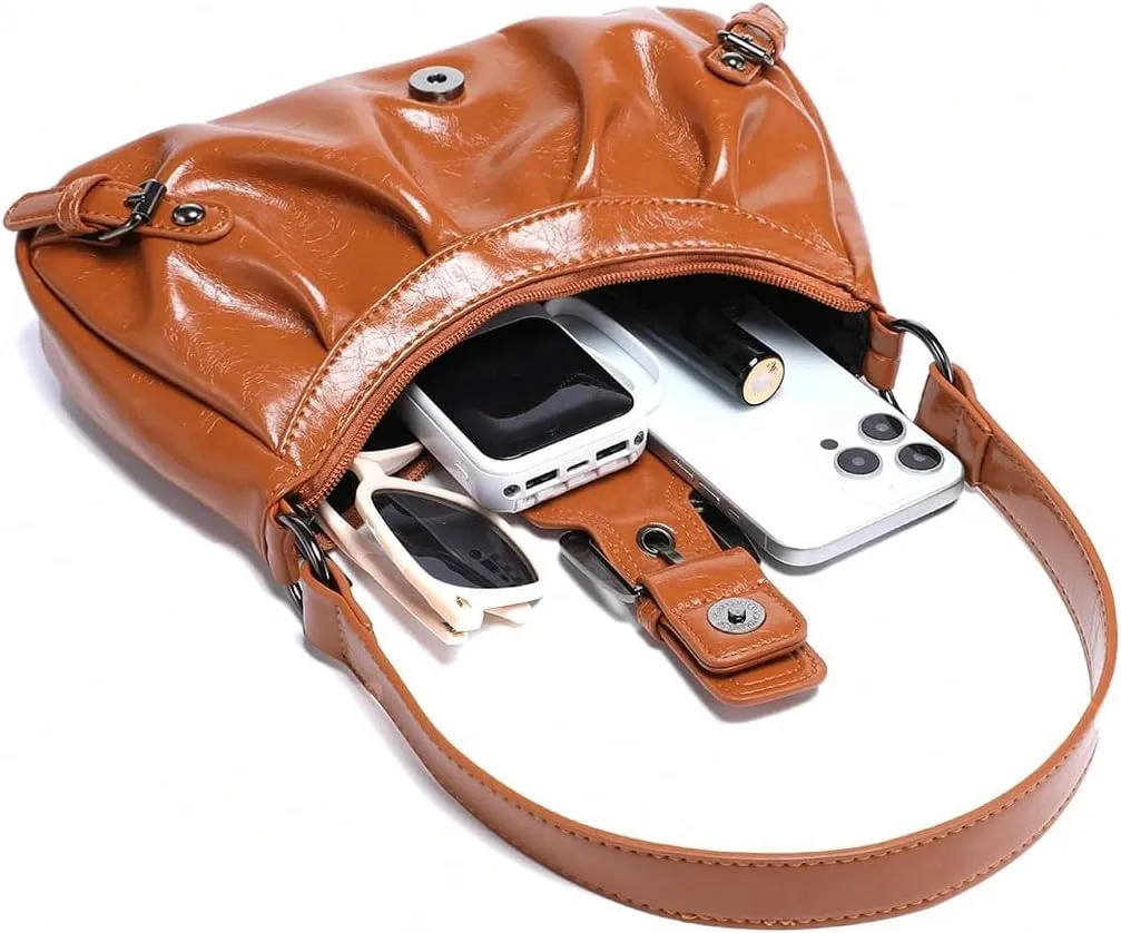 Verdusa Women's Y2k Purse Top Handle Shoulder Bag Buckle Punk Hobo Clutch Purses Bags