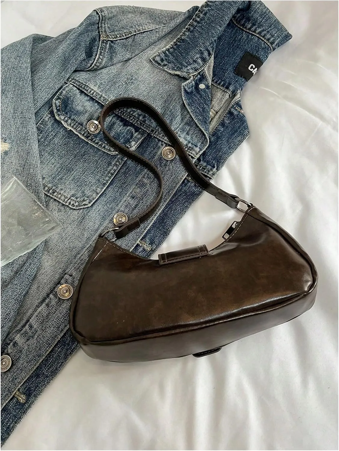 Verdusa Women's Y2k Purse Top Handle Shoulder Bag Buckle Punk Hobo Clutch Purses Bags