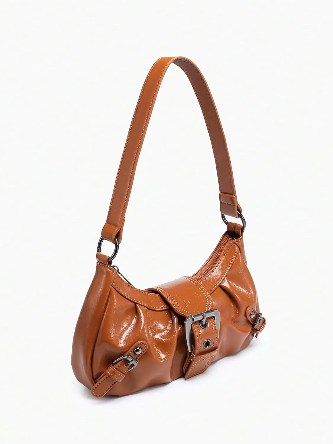 Verdusa Women's Y2k Purse Top Handle Shoulder Bag Buckle Punk Hobo Clutch Purses Bags