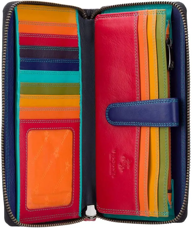Visconti Multi Colored Soft Leather Ladies Wallet Purse Clutch -Spectrum 33 (Black Multi)