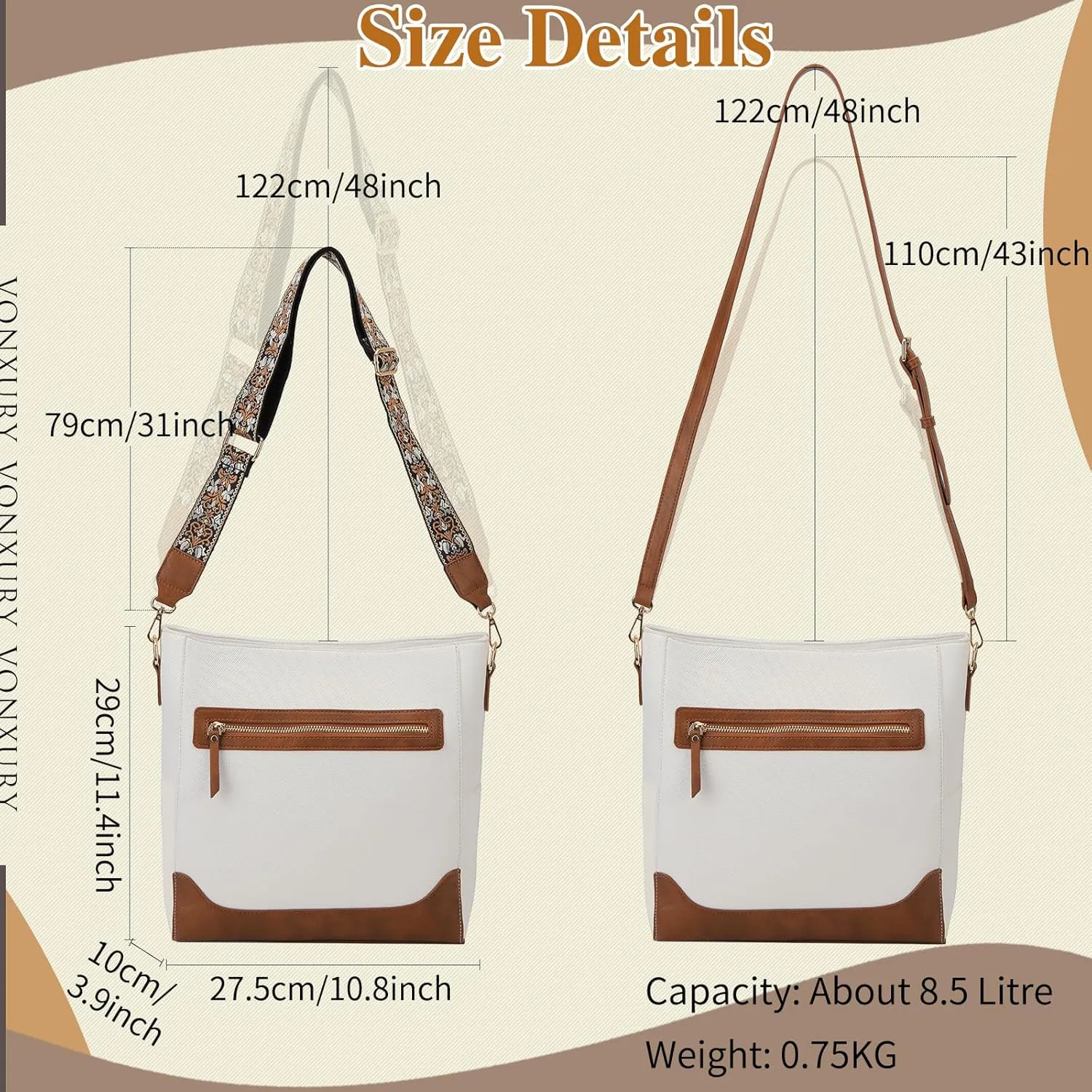 VX VONXURY Crossbody Bag for Women, Trendy Vegan Leather Shoulder Bag, Designer Bucket Bag with 2PCS Adjustable Straps